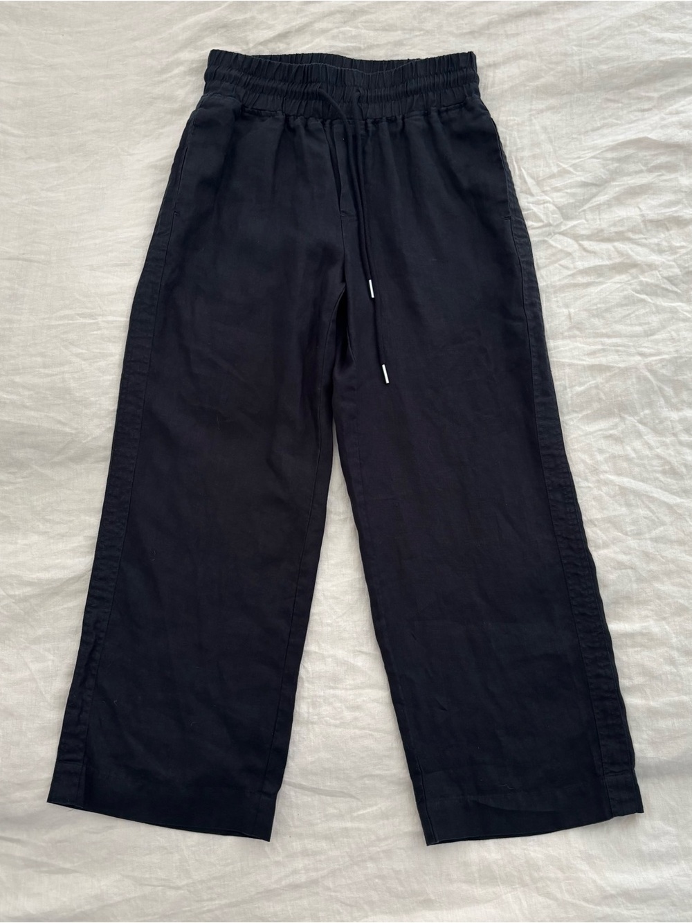 Quince 100% European Linen Wide Leg Pull On Pants Women’s S Black Resortwear